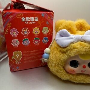 Baby Three Yellow Plush Good Luck Bag